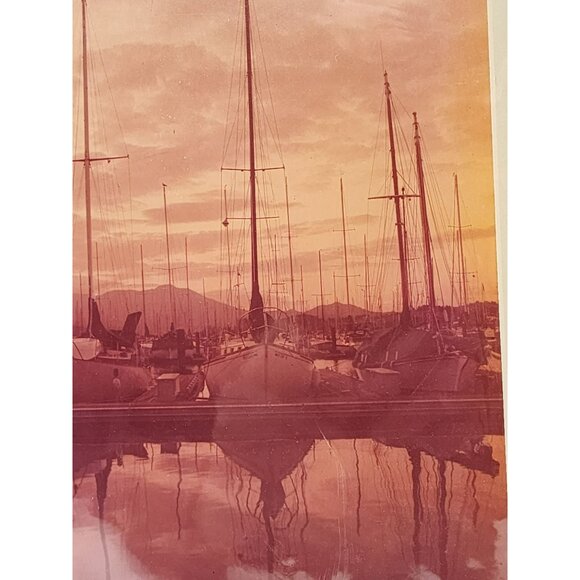 Vintage Mark Reuben Gallery San Francisco Matted Docked Boats Mountains - Picture 6 of 8